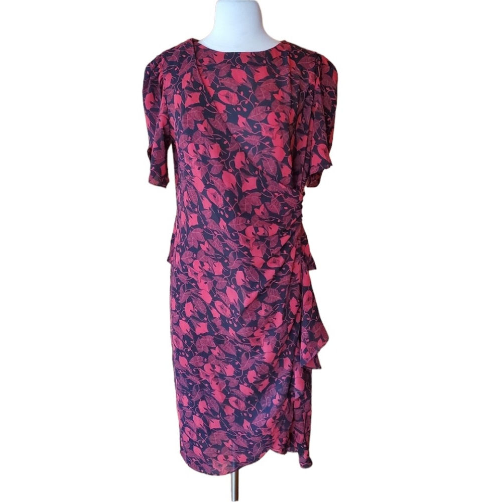 1980s Tabby of CA Red & Black Wrap‎ Dress